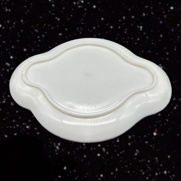 Antique White Milk Glass Dresser Vanity Tray w Painted Embossed Gold Paint Large - Picture 2 of 9